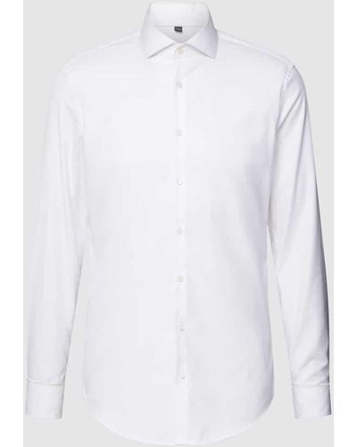 Jake*s Slim Fit Business-Hemd aus Twill - Weiß