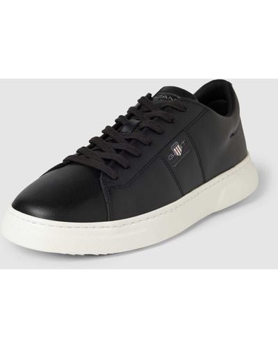 GANT Sneakers Van Leer Met Labeldetails - Zwart