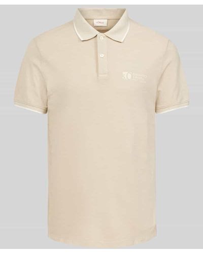 S.oliver Regular Fit Poloshirt mit Label-Print - Natur