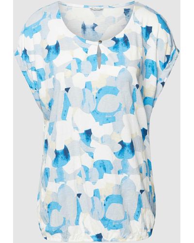 Tom Tailor T-Shirt mit Viskose-Anteil und Allover-Muster - Blau