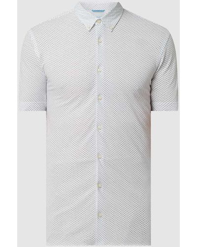 Pierre Cardin Slim Fit Business-Hemd aus Piqué mit kurzem Arm - 'Futureflex' - Weiß