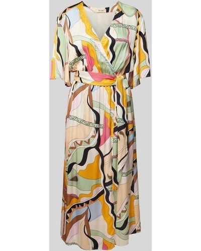 Mos Mosh Knielanges Kleid aus Viskose mit V-Ausschnitt Modell 'KELLA' - Mettallic