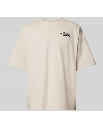 Karlkani Oversized T-Shirt mit Label-Schriftzug - Natur