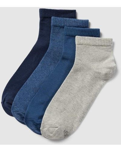 S.oliver Socken mit Label-Detail im 4er-Pack Modell 'Quarter' - Blau
