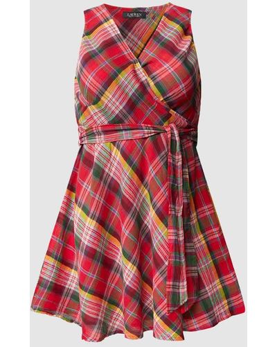 Ralph Lauren PLUS SIZE Knielanges Kleid mit Allover-Muster Modell 'Tristessa' - Rot