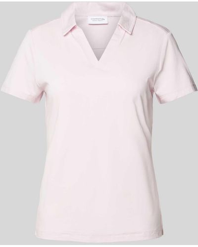 comma casual identity T-Shirt mit Umlegekragen - Pink