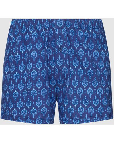 Hanro Boxershorts mit Allover-Muster Modell 'Fancy Jersey Boxer' - Blau