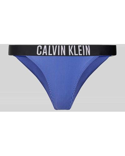 Calvin Klein Bikini-Hose mit elastischem Label-Bund Modell 'BRAZILIAN' - Blau