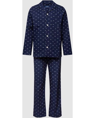 Polo Ralph Lauren Pyjama Met All-over Labelmotief - Blauw