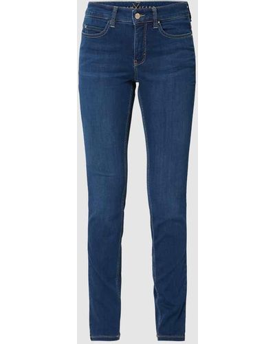 M·a·c High Rise Skinny Fit Jeans mit Kontrastnähten - Blau