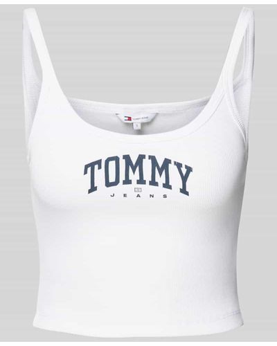 Tommy Hilfiger Crop Top mit Logo-Stitching - Grau