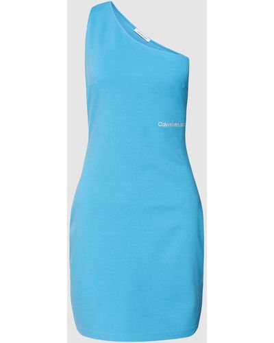 Calvin Klein Minikleid mit One-Shoulder-Träger Modell 'MILANO' - Blau