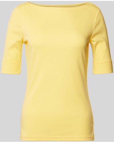 Lauren by Ralph Lauren T-Shirt mit U-Boot-Ausschnitt Modell 'JUDY' - Gelb