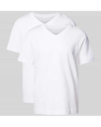 Tom Tailor T-Shirt mit V-Ausschnitt im 2er-Pack - Weiß