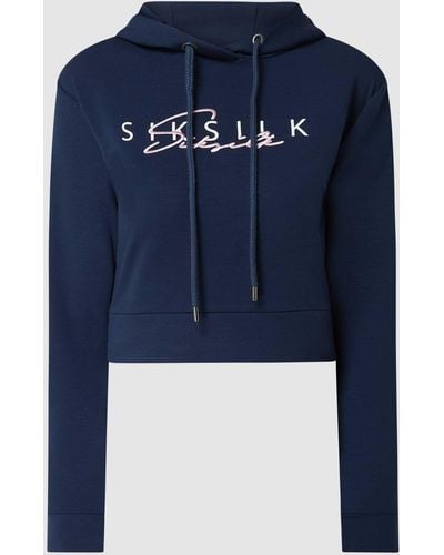 SIKSILK Boxy Fit Hoodie mit Logo - Blau