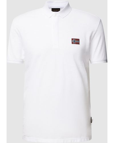 Napapijri Poloshirt Met Logopatch, Model 'ebea' - Wit