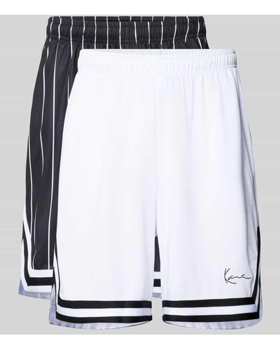 Karlkani Regular Fit Shorts mit Label-Detail im 2er-Pack - Weiß