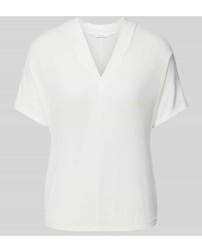Opus T-Shirt mit V-Ausschnitt Modell 'Sagie' - Weiß