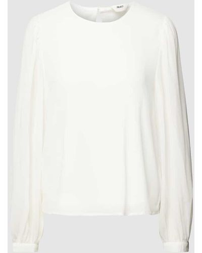 Object Blusenshirt mit Rundhalsausschnitt Modell 'MILA' - Weiß
