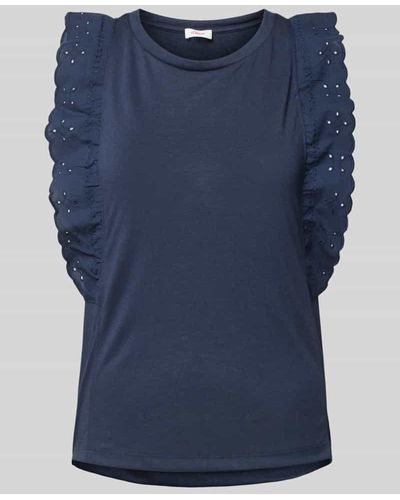 S.oliver T-Shirt mit Lochstickerei - Blau