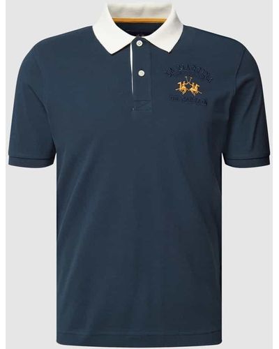 La Martina Regular Fit Poloshirt mit Logo-Stitching - Blau