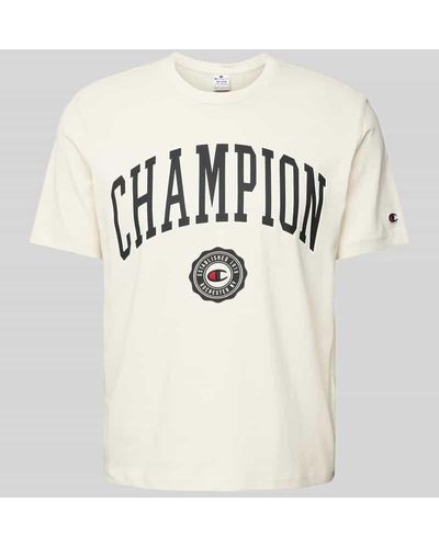 Champion T-Shirt mit Label-Print Modell 'Bookstore' - Natur