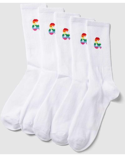 Jack & Jones Socken mit Label-Detail im 5er-Pack Modell 'PRIDE' - Weiß