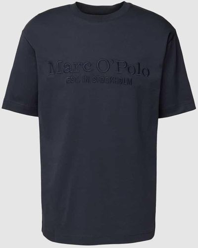 Marc O' Polo T-Shirt mit Label-Stitching - Blau
