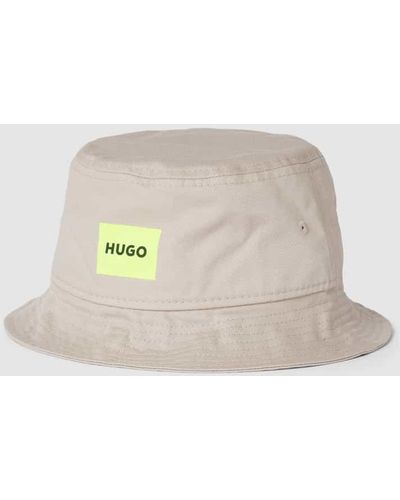HUGO Bucket Hat mit Label-Print Modell 'Larry' - Natur