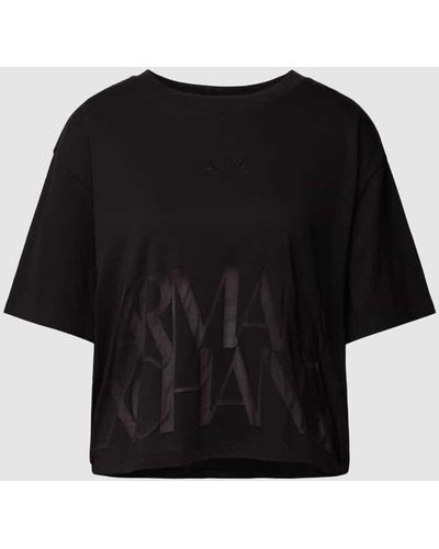 Armani Exchange T-Shirt mit Label-Print - Schwarz