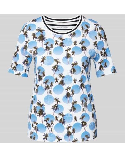 Marc Cain T-Shirt mit Allover-Muster - Blau