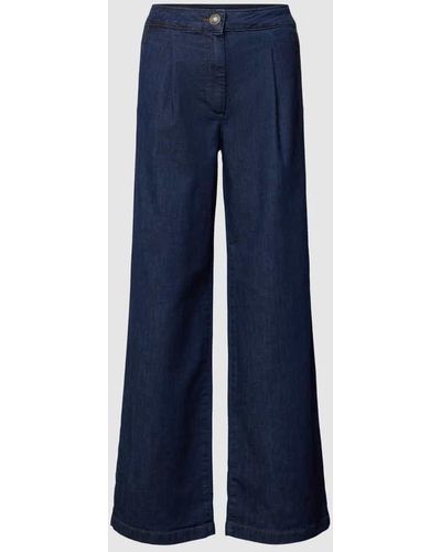 MORE&MORE Jeans mit fixierten Bundfalten - Blau