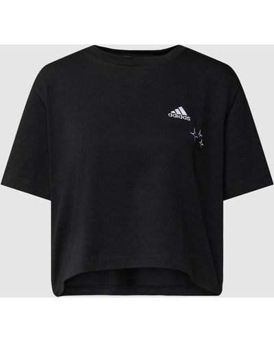 adidas Kort T-shirt Met Labelstitching - Zwart