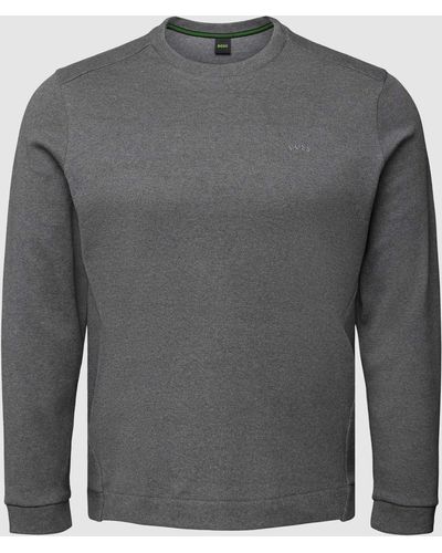 BOSS Sweatshirt mit Rundhalsausschnitt Modell 'Salbo Curved' - Grau
