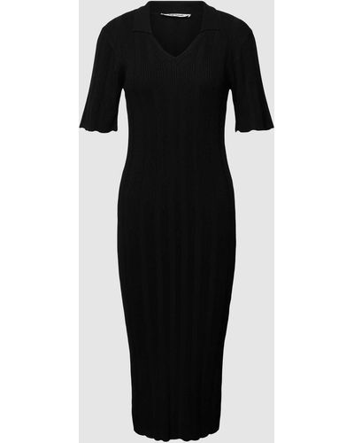 SOFT REBELS Midi-jurk Met Golvende Zoom - Zwart