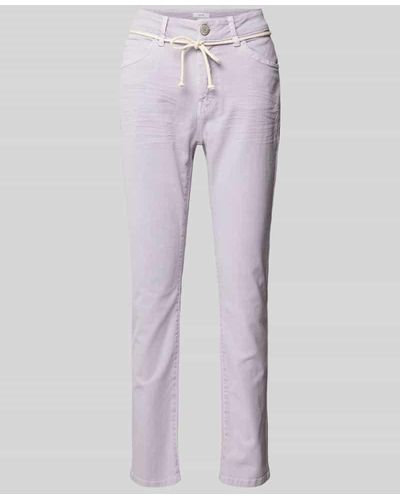 Opus Regular Fit Jeans mit Bindegürtel Modell 'Louis fresh' - Lila
