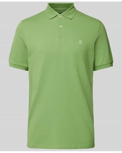 Marc O' Polo Regular Fit Poloshirt mit Label-Stitching - Grün
