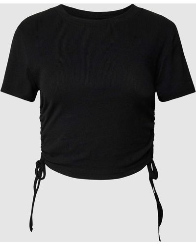 ONLY Crop Shirt mit seitlichen Raffungen Modell 'AMY' - Schwarz