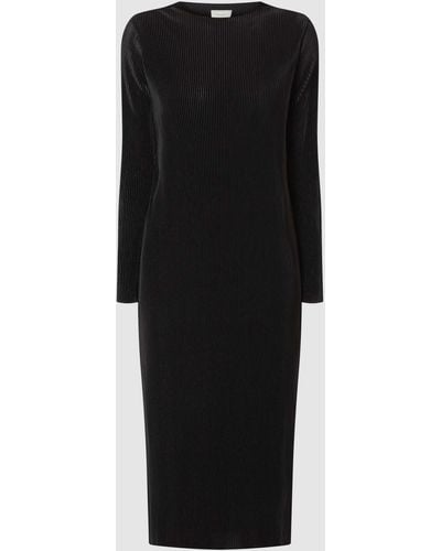Neo Noir Midi-jurk Met Plissévouwen - Zwart