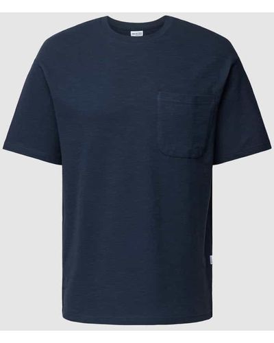 SELECTED T-Shirt mit aufgesetzter Brusttasche Modell 'LOOSESAUL' - Blau
