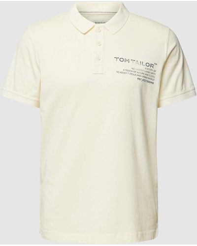 Tom Tailor Poloshirt Met Labelprint - Naturel