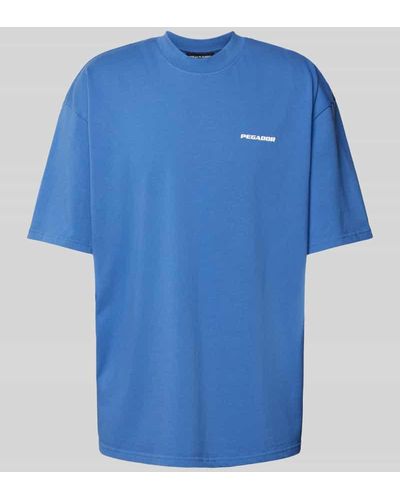 PEGADOR Oversized T-Shirt mit Logo und Rundhalsausschnitt - Blau