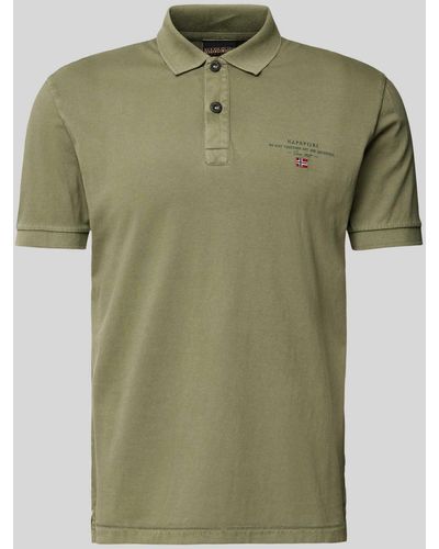 Napapijri Regular Fit Poloshirt mit Label-Print Modell 'elbas' - Grün