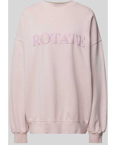 ROTATE BIRGER CHRISTENSEN Oversized Sweatshirt mit Label-Stitching - Pink