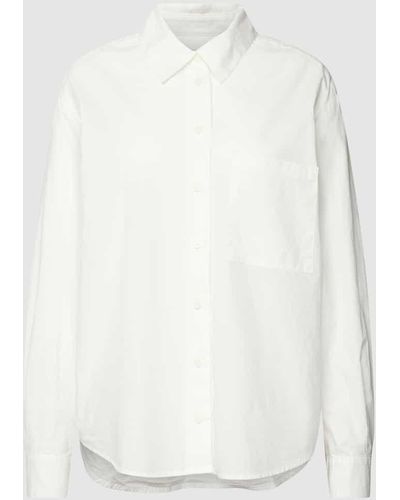 Marc O' Polo Hemdbluse aus reiner Baumwolle mit Hemdkragen und Knopfleiste - Weiß
