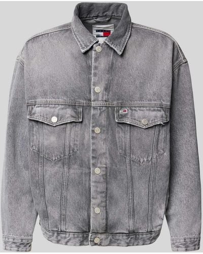 Tommy Hilfiger Oversized Jeansjacke mit Label-Stitching Modell 'AIDEN' - Grau