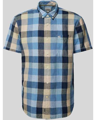 Camel Active Freizeithemd mit Button-Down-Kragen - Blau