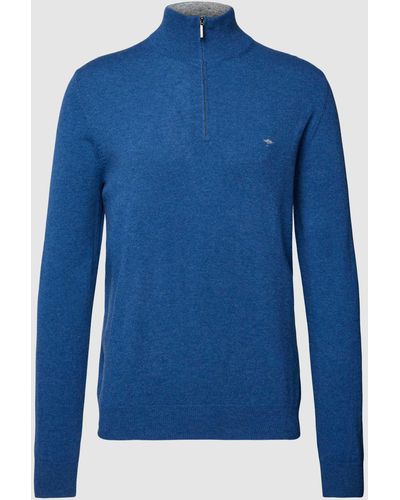 Fynch-Hatton Gebreide Pullover Met Opstaande Kraag - Blauw