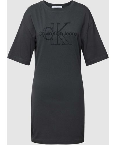 Calvin Klein T-Shirt-Kleid mit Logo-Stitching Modell 'EMBROIDERED MONOLOGO' - Schwarz