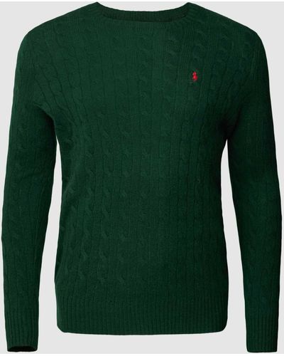 Ralph Lauren Plus Size Gebreide Pullover Met Kabelpatroon - Groen